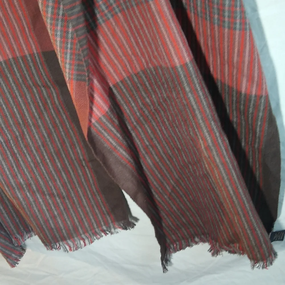 Banana Republic Red and Gray/Brown Striped Scarf